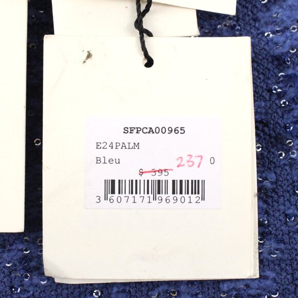 NWT Sandro Cropped Glitter Tweed Effect Coatigan with Braided Trim in Blue FR 0 - Picture 12 of 16